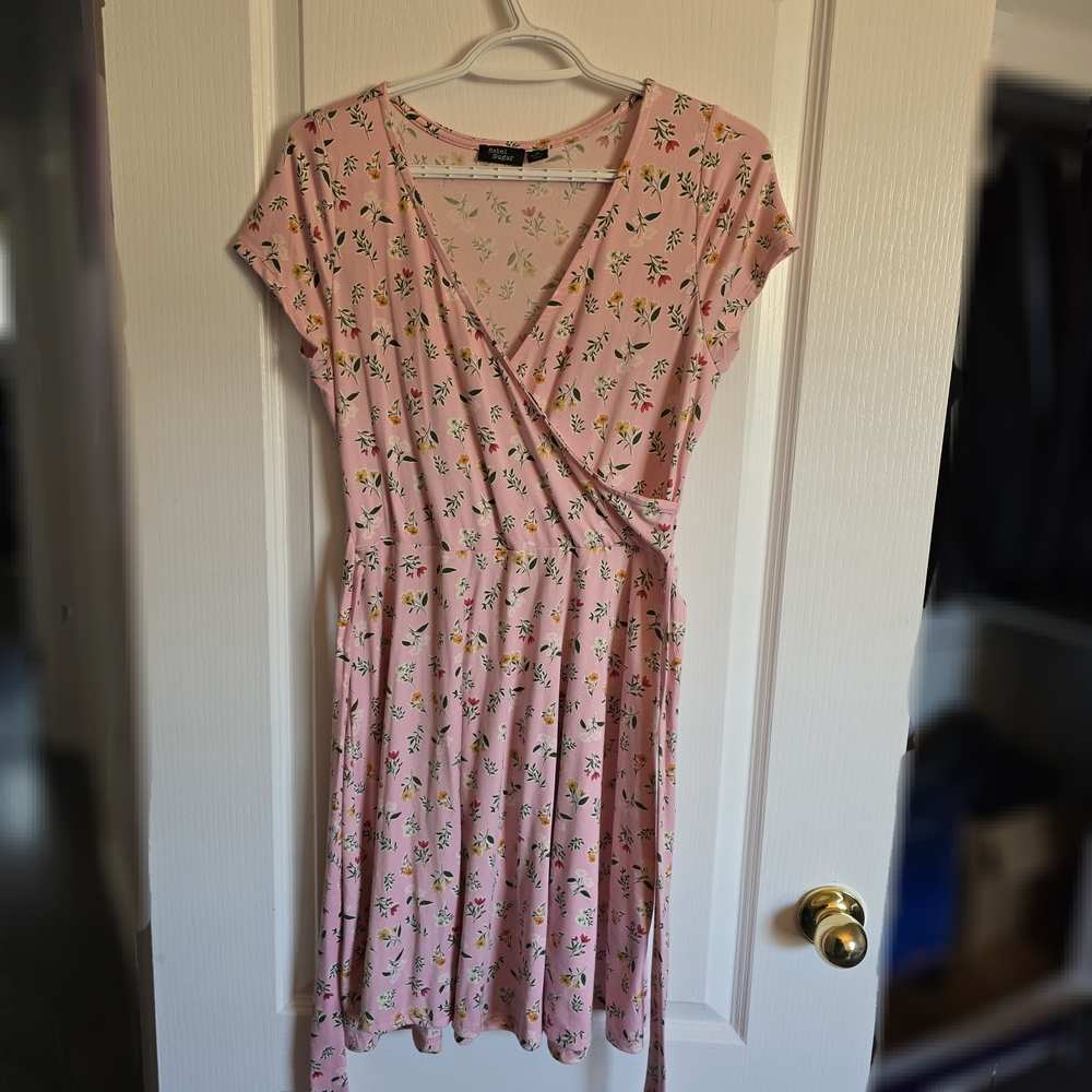 Floral Pink Wrap Dress